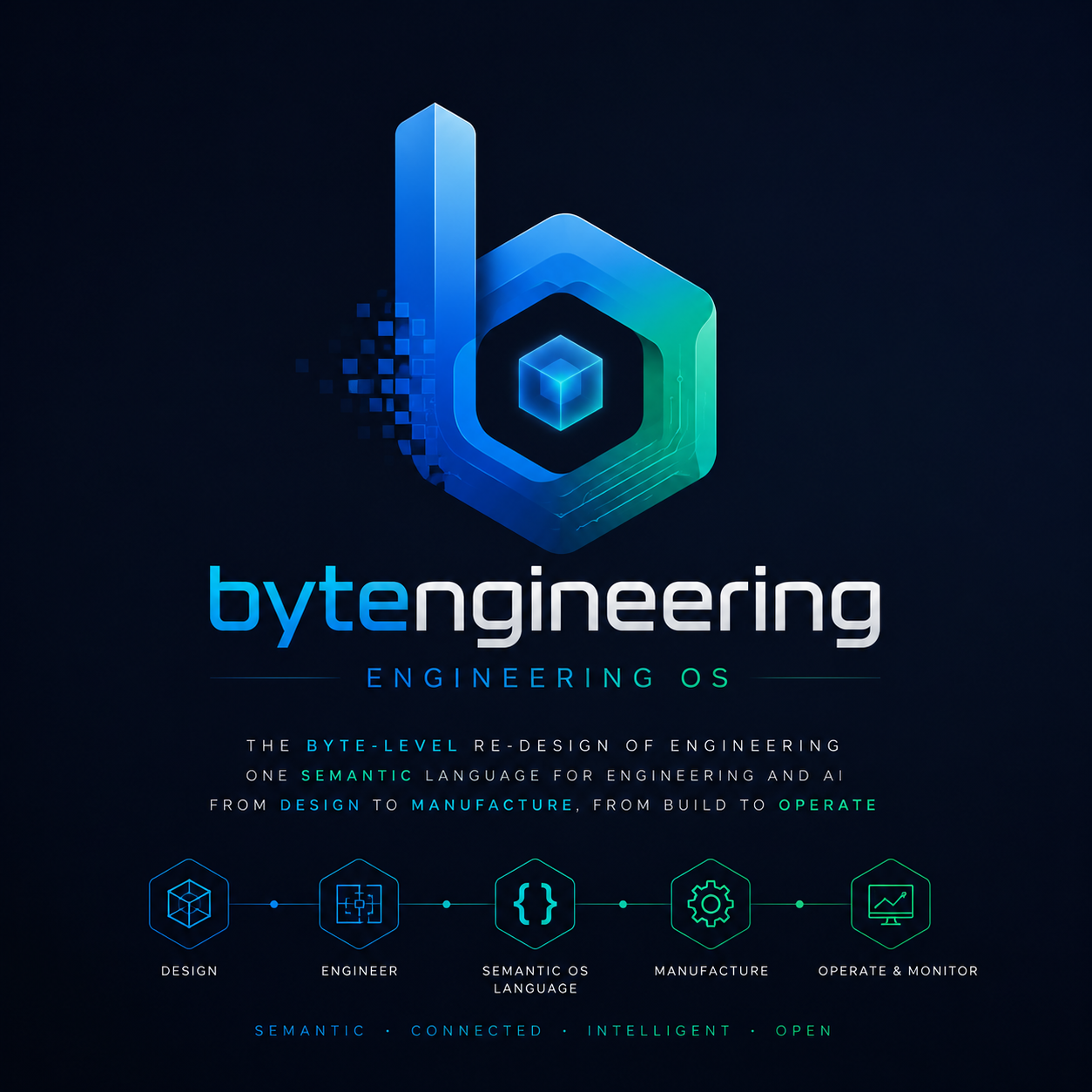 BytEngineering platform identity artwork on a dark background